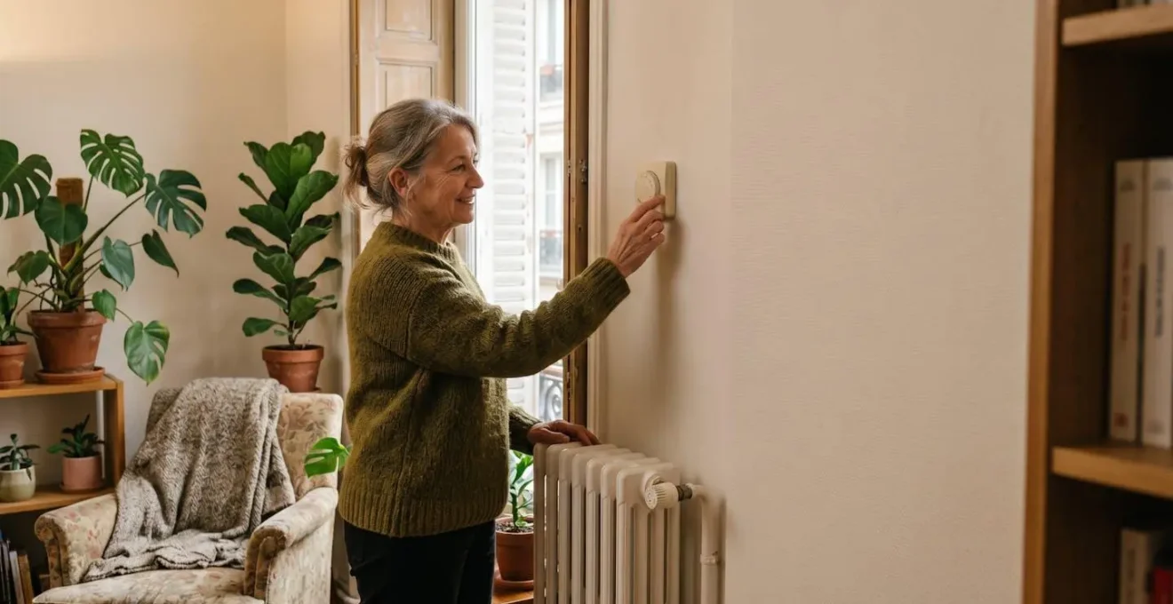 Interieur chaleureux d'un appartement francais illustrant les economies d'energie au quotidien sans travaux