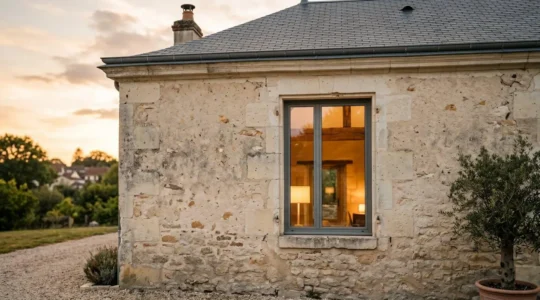 Fenêtre neuve à double vitrage apportant confort thermique dans une maison française rénovée
