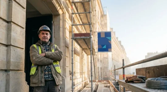 Chef d'entreprise du BTP sur un chantier français, symbolisant la légitimité et la conformité administrative de son activité