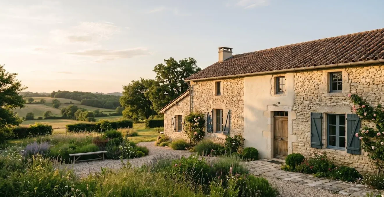 Maison ancienne en pierre française rénovée avec soin, alliant performance énergétique et cachet patrimonial