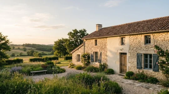 Maison ancienne en pierre française rénovée avec soin, alliant performance énergétique et cachet patrimonial